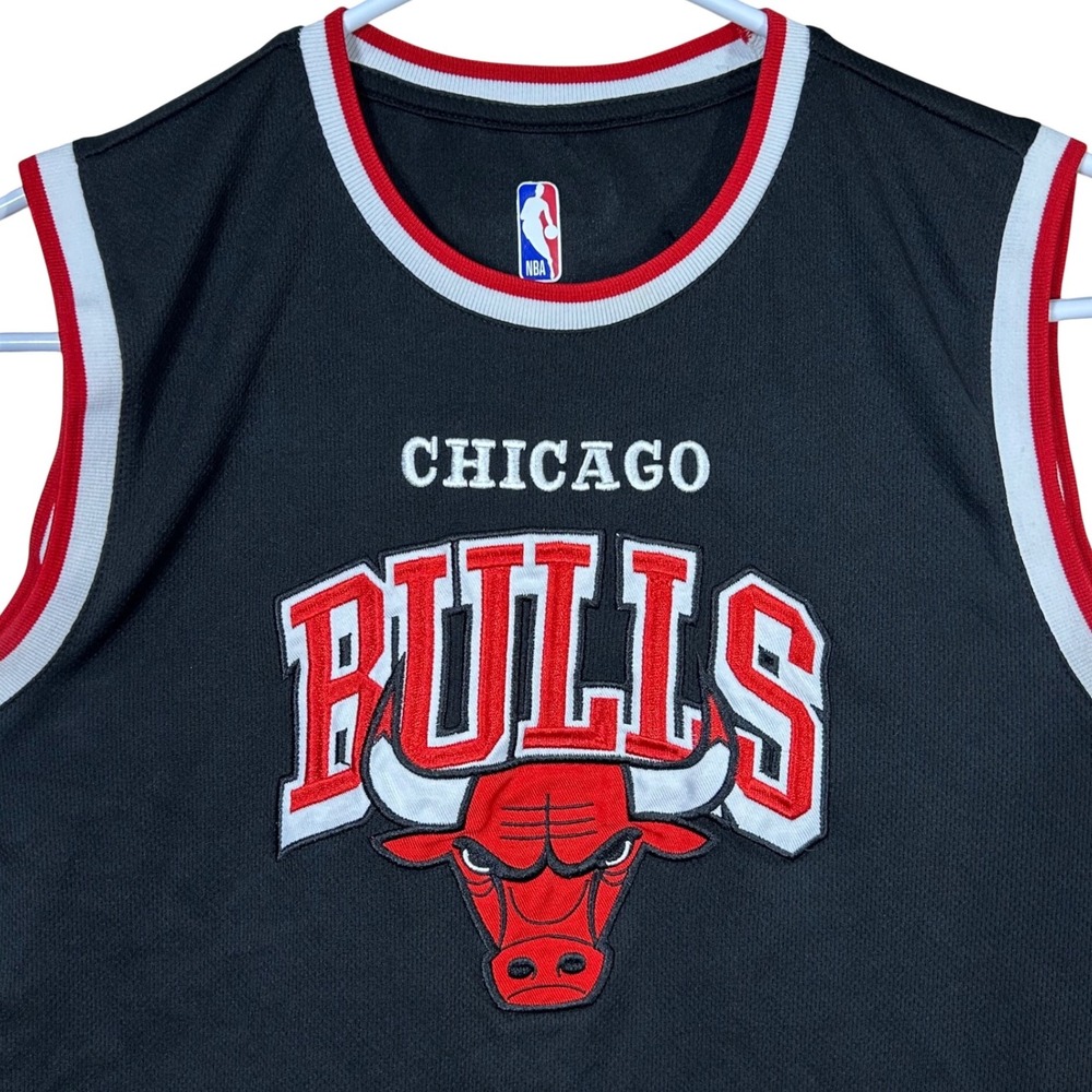 Chicago Bulls Basketball Jersey Kids Size 18-20 Black Red NBA Fan Gear